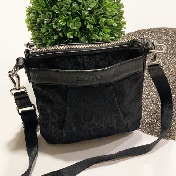 Calvin Klein Canvas CK logo Black crossbody bag